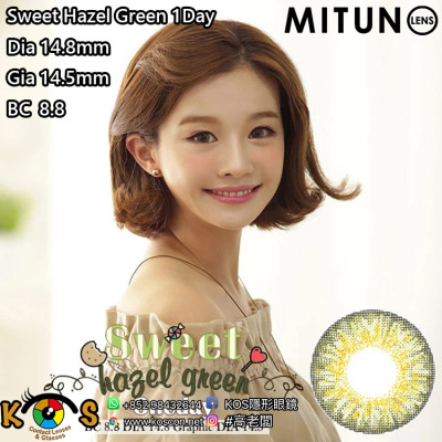 Mitunolens Sweet Hazel Green 1Day スウィート ヘーゼルグリーン ワンデー 14.8mm Mitunolens Sweet Hazel Green 1Day スウィート ヘーゼルグリーン ワンデー 14.8mm